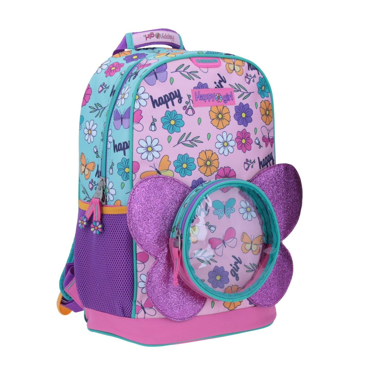 Mochila primaria Happy Girl Flores / Chenson (Carrito Opcional)
