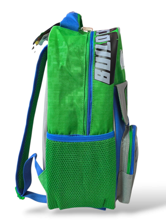 Mochila Primaria minecraft azul / Ruz (Carrito opcional)