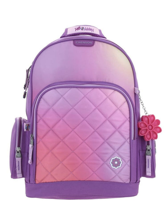 Mochila Primaria Happy Girl Morada (Carrito Opcional) / Chenson
