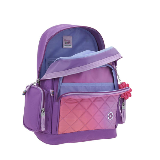 Mochila Primaria Happy Girl Morada (Carrito Opcional) / Chenson