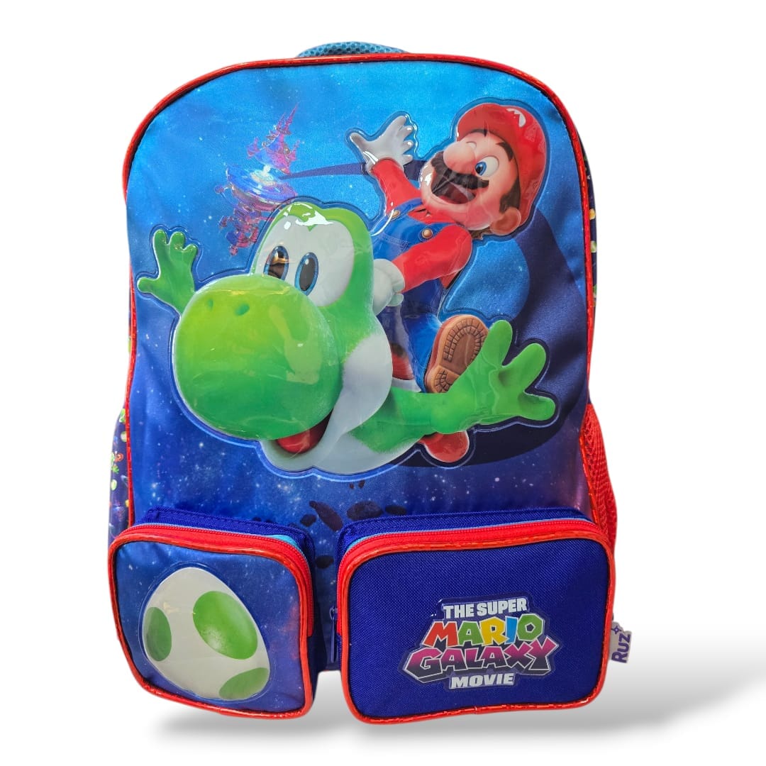 Mochila Primaria mario galaxy pelicula/ ruz (Carrito opcional)