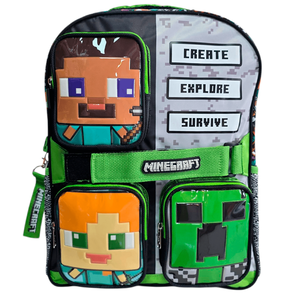 Mochila Primaria Minecraft / Ruz (Carrito opcional) – Moda Elisa ...