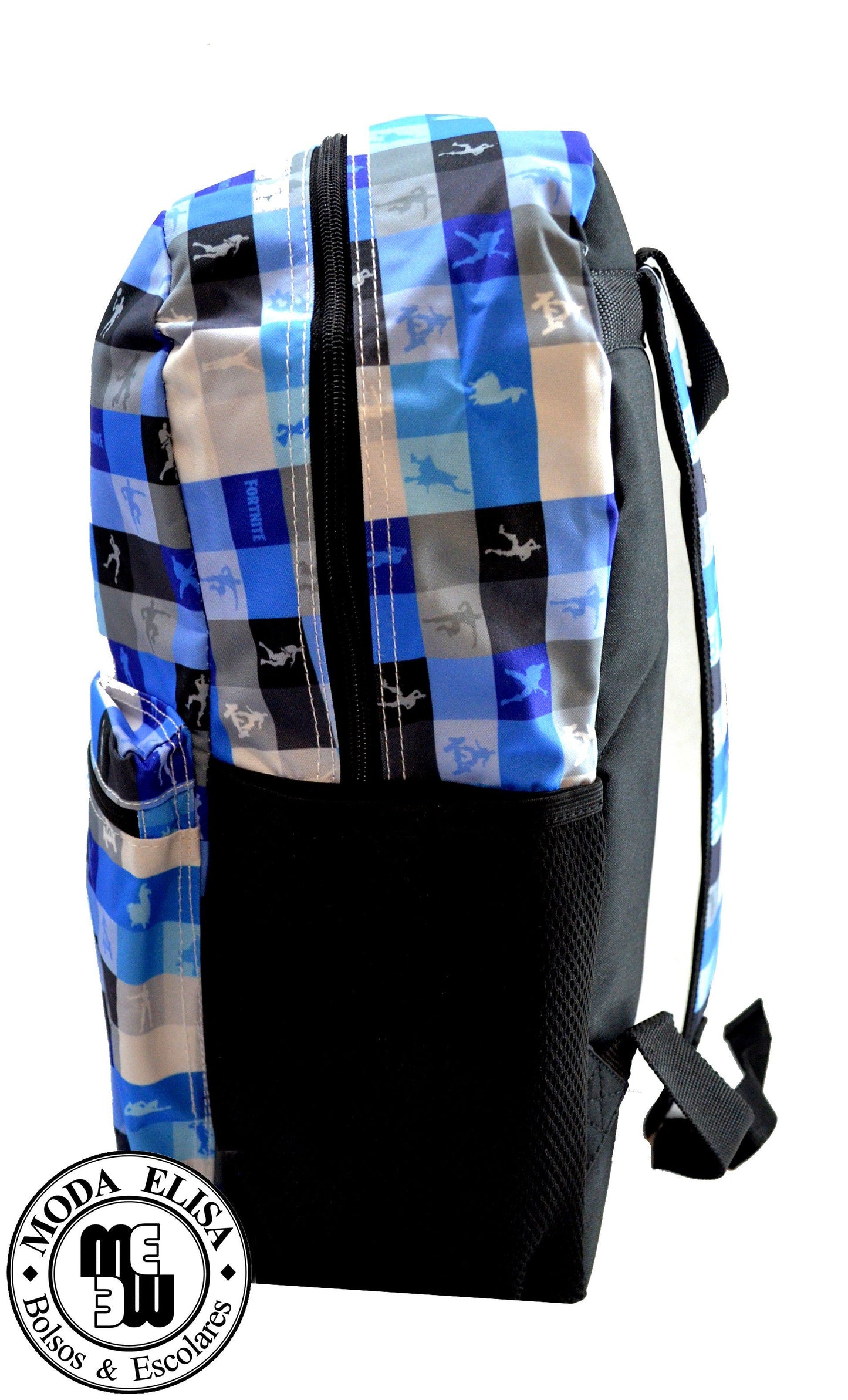 Mochila Primaria Fortnite de cuadros (Carrito opcional) / Ruz - mochila - Ruz - Moda Elisa - bolsas para dama, bolsas de piel, carteras, cosmetiqueras, mochilas, escolares y más!