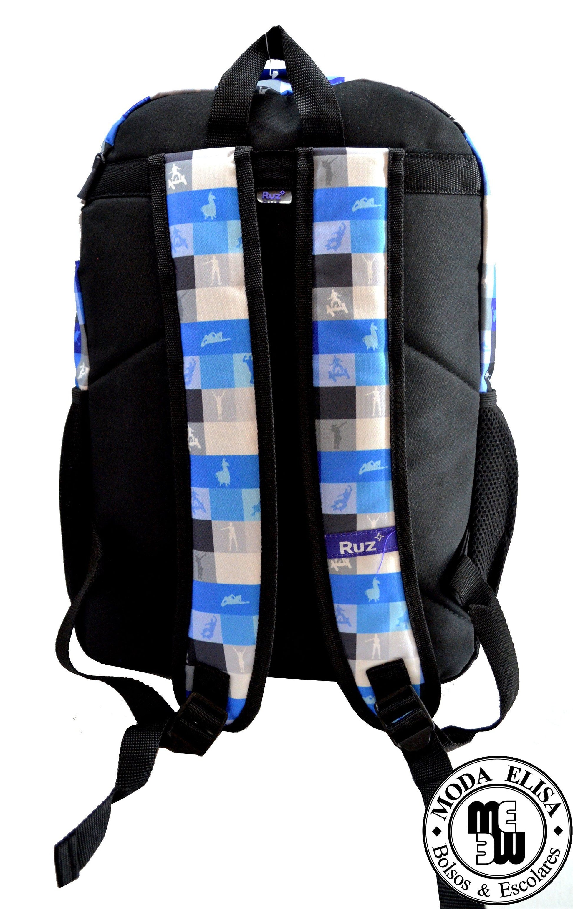 Mochila Primaria Fortnite de cuadros (Carrito opcional) / Ruz - mochila - Ruz - Moda Elisa - bolsas para dama, bolsas de piel, carteras, cosmetiqueras, mochilas, escolares y más!